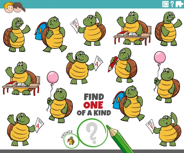 Dibujos Animados Ilustración Encontrar Uno Tipo Imagen Juego Educativo Con — Vector de stock