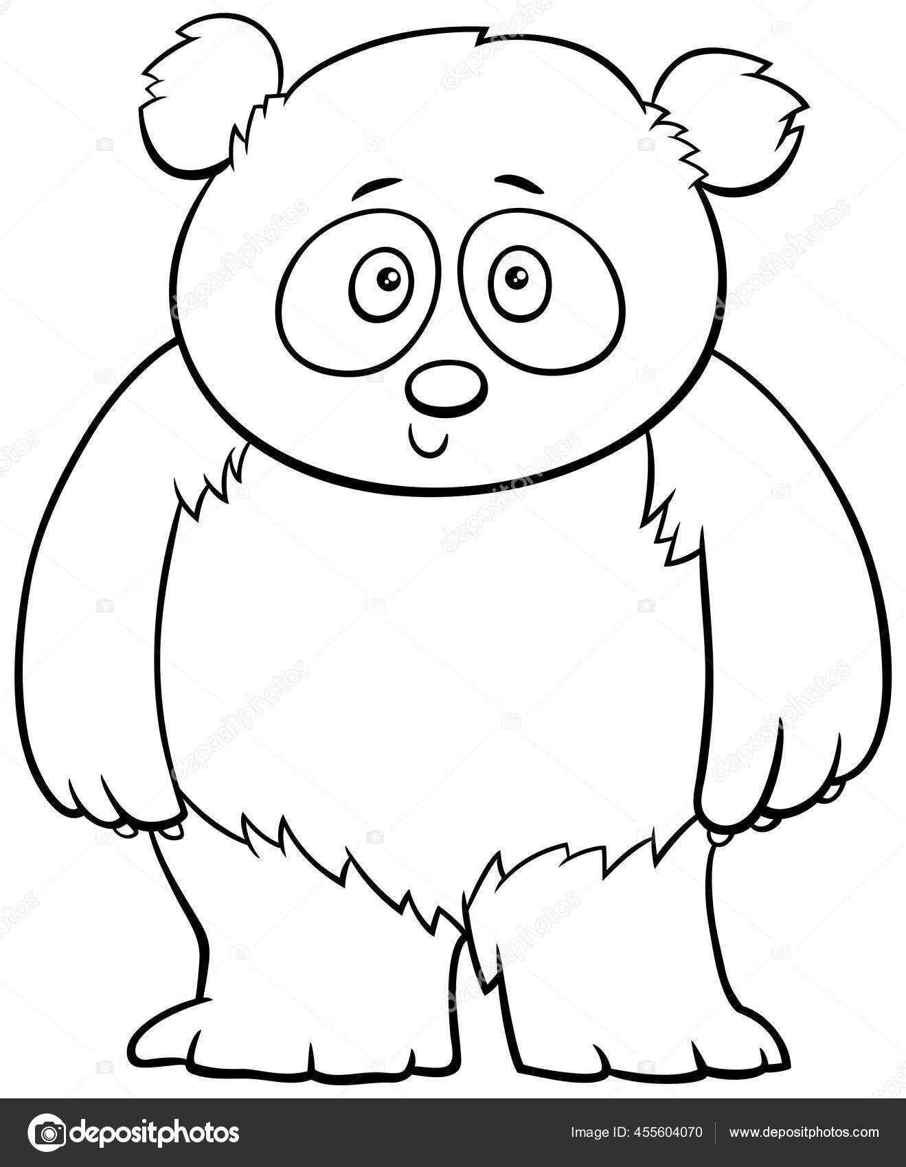 Kartun Hitam Dan Putih Ilustrasi Bayi Panda Lucu Beruang Komik Stok Vektor Izakowski 455604070