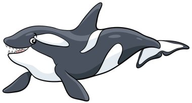 Balina ya da katil deniz hayvanı karakterinin karikatür çizimi