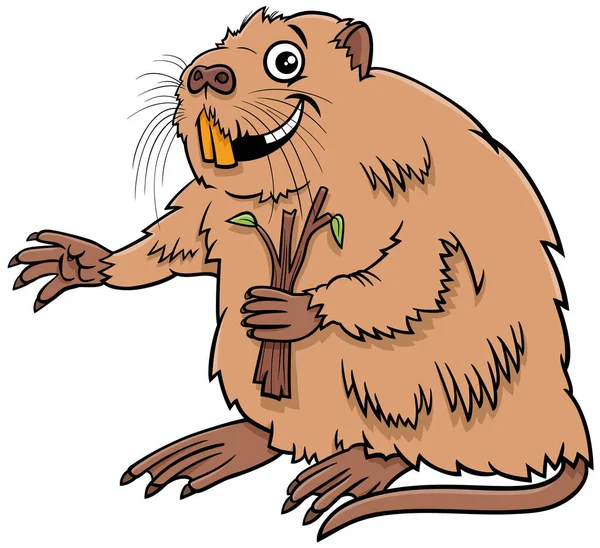 Dibujos Animados Ilustración Nutria Coypu Carácter Animal Cómico — Vector de stock