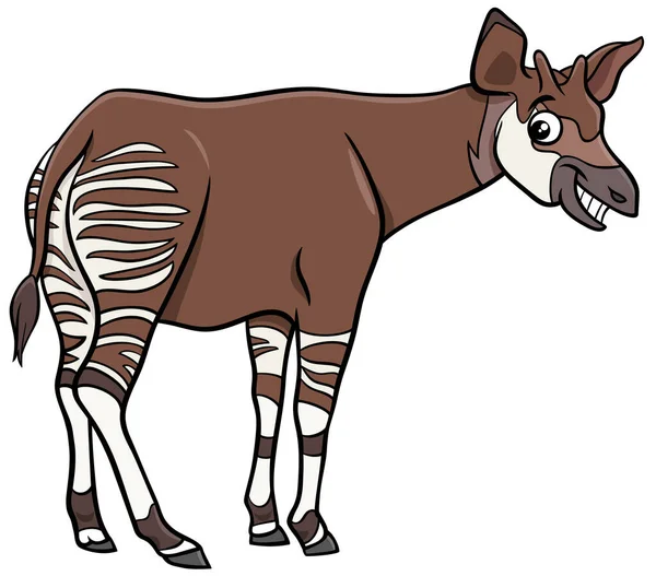 Dibujos Animados Ilustración Okapi Divertido Personaje Animal Cómico — Vector de stock