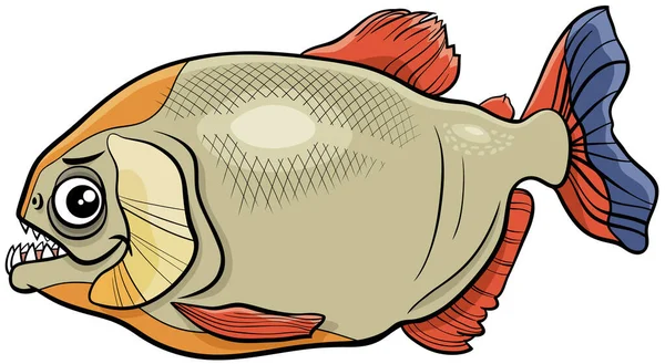 Γελοιογραφία Απεικόνιση Του Χαρακτήρα Πιράνχα Ζώων Ψαριών — Διανυσματικό Αρχείο