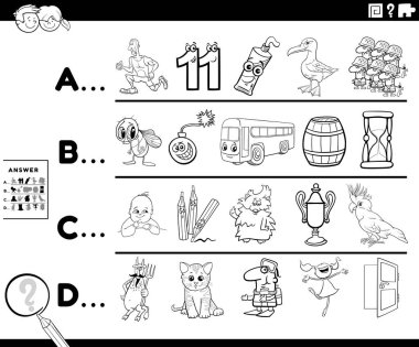 Siyah-beyaz karikatür çizimleri, anaokulu ya da ilkokul öğrencilerinin çizgi roman karakterleri boyama sayfası ile ilgili referanslı mektupla başlayarak resim bulduklarını gösteriyor.