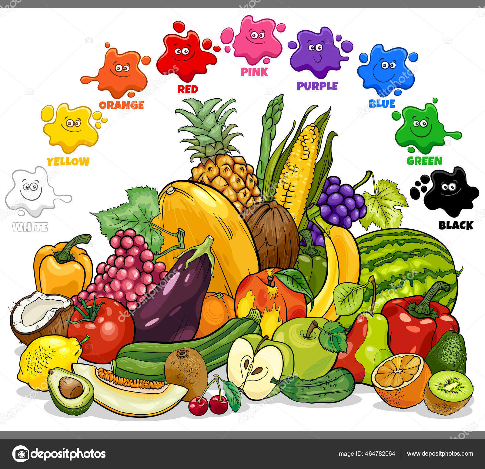 Lijadoras compacto patata Colores primarios con fruta de dibujos animados Imágenes Vectoriales,  Gráfico Vectorial de Colores primarios con fruta de dibujos animados |  Depositphotos