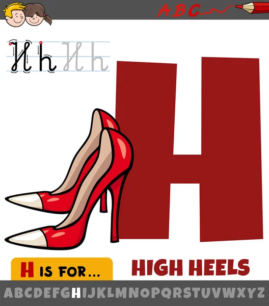 Educational Cartoon Illustration Letter Alphabet High Heels Objects — Stock Vector