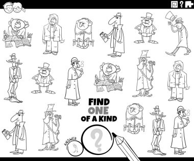 Çizgi roman karakteri boyama sayfası olan çocuklar için eğitici bir resim bulmanın siyah ve beyaz çizimi