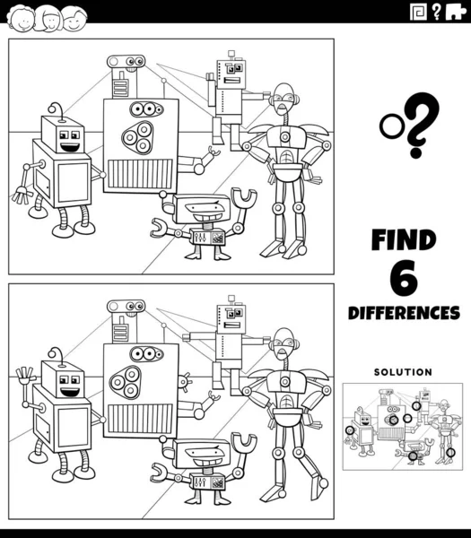 Dibujos Animados Blanco Negro Ilustración Encontrar Las Diferencias Entre Imágenes — Vector de stock