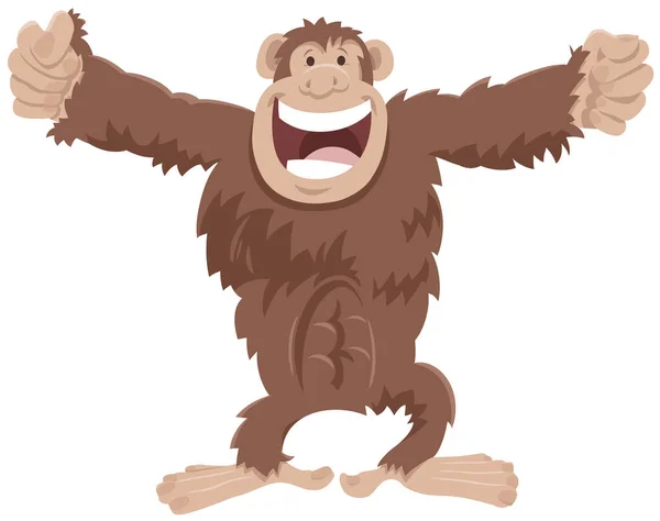 有趣的黑猩猩类人猿漫画动物角色的卡通图解 — 图库矢量图片