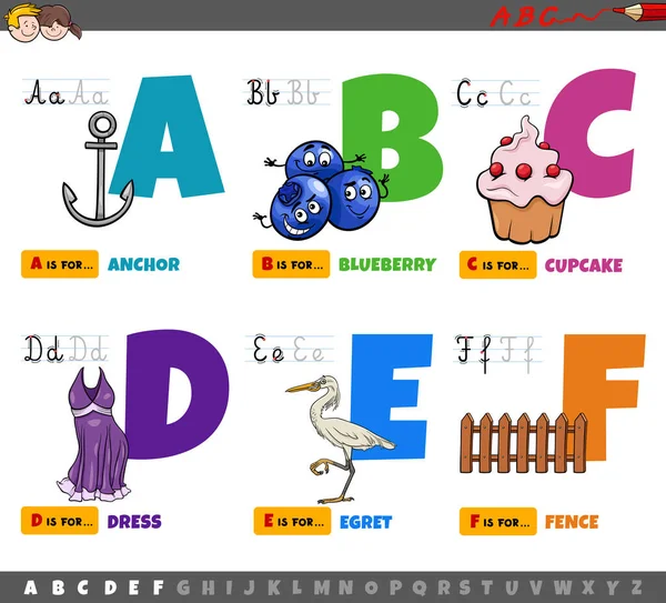 Cartoon Illustratie Van Hoofdletters Uit Alfabet Educatieve Set Voor Lezen — Stockvector