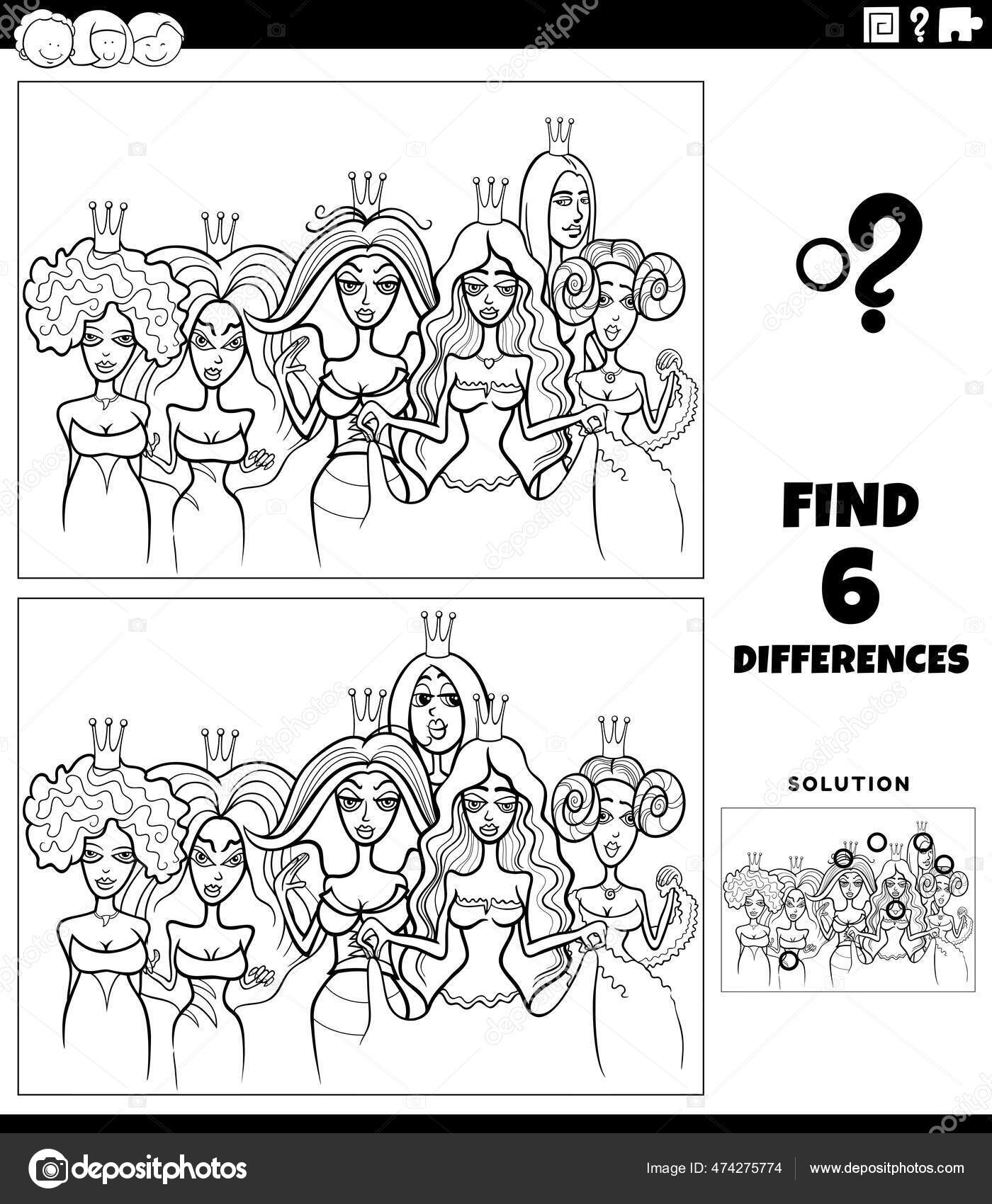 Diferenças jogo educativo com princesas de desenho animado
