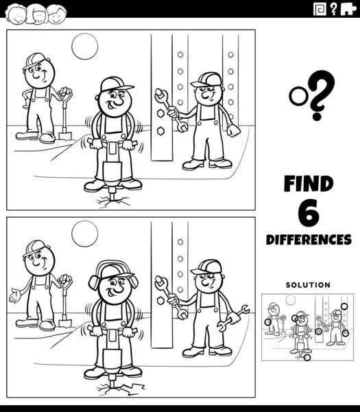 Illustration Bande Dessinée Noir Blanc Trouver Les Différences Entre Les — Image vectorielle