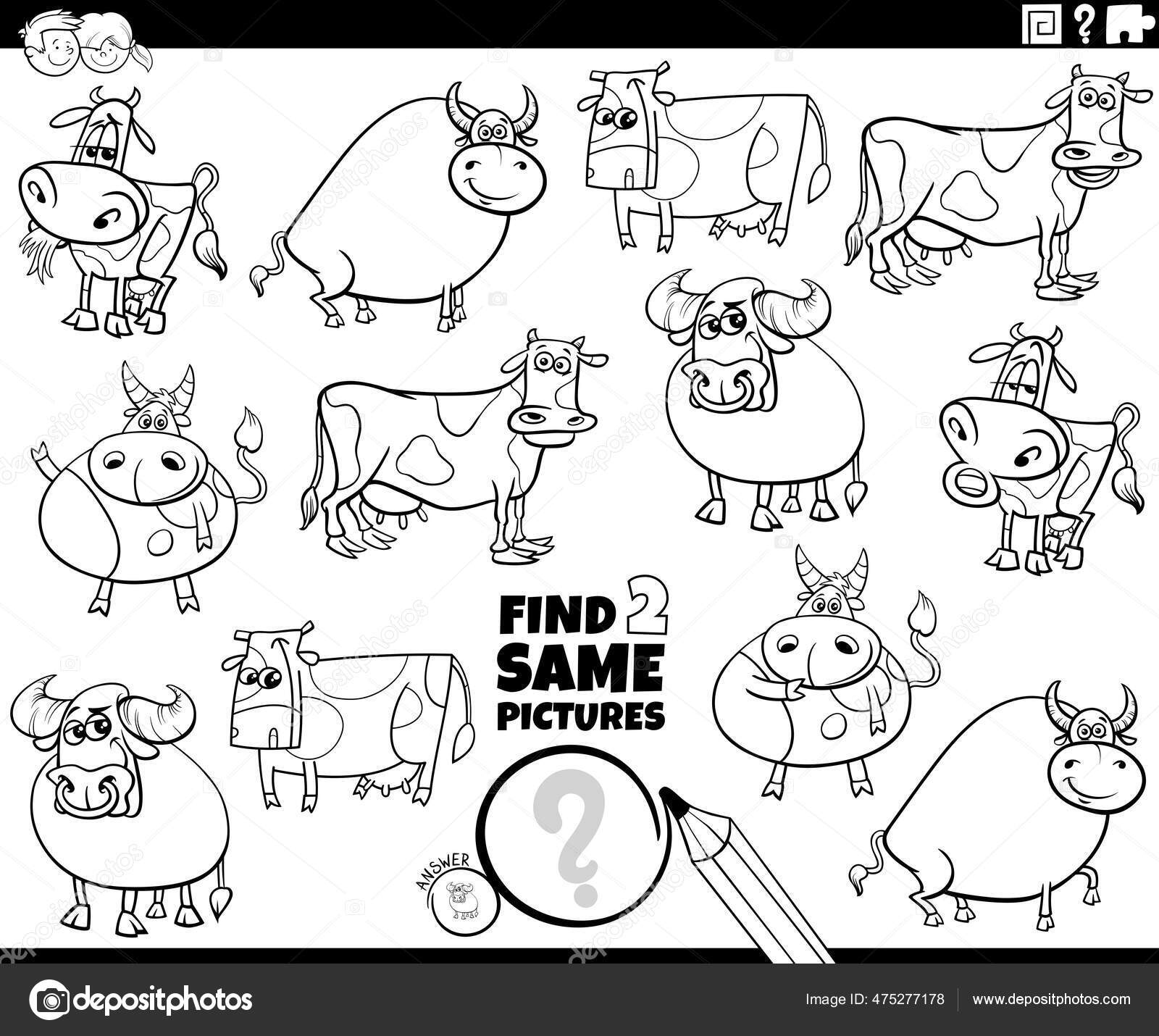 Desenho de jogo de diferenças com personagens de animais para colorir