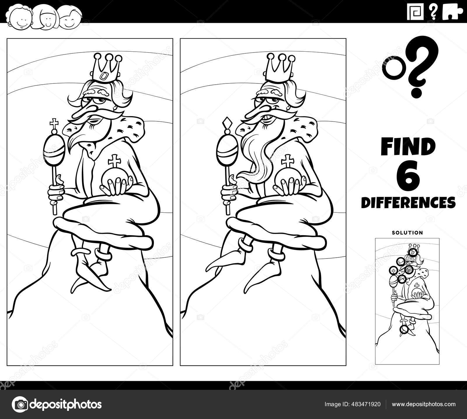 Desenhos Animados Preto Branco Ilustração Encontrar Diferenças Entre Fotos  Jogo imagem vetorial de izakowski© 455611064