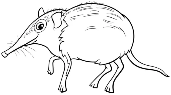 Zwart Wit Cartoon Illustratie Van Grappige Olifant Spitsmuis Stripverhaal Dierlijke — Stockvector