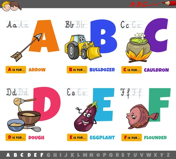 Cartoon Illustratie Van Hoofdletters Uit Alfabet Educatieve Set Voor Lezen — Stockvector