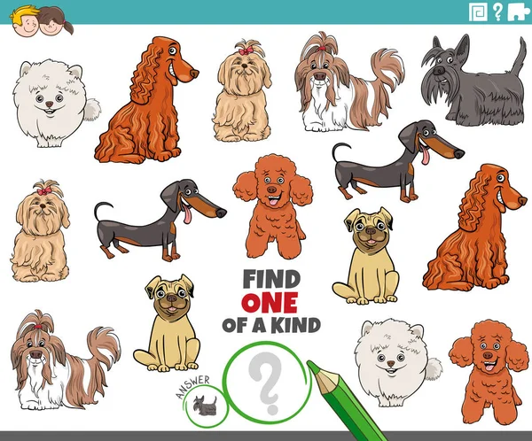 Cartoon Illustration Von Find One Kind Picture Educational Game Mit — Stockvektor
