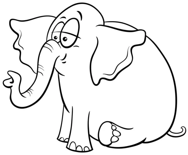 Dibujos Animados Blanco Negro Ilustración Bebé Lindo Elefante Personaje Animal — Vector de stock