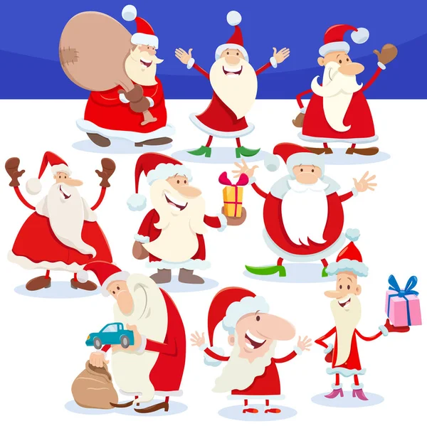 Dibujos Animados Ilustración Personajes Cómicos Santa Claus Tiempo Navidad — Vector de stock