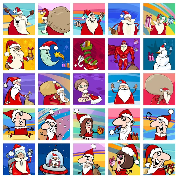 Rajzfilm Illusztrációja Karácsonyi Ünnep Karakterek Készlet — Stock Vector