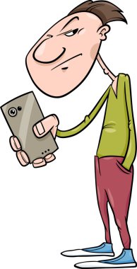 adam ateş smartphone karikatür