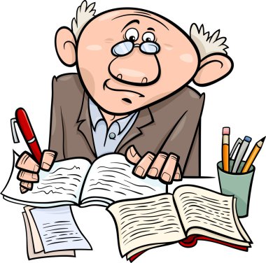 Profesör veya yazar karikatür çizimi