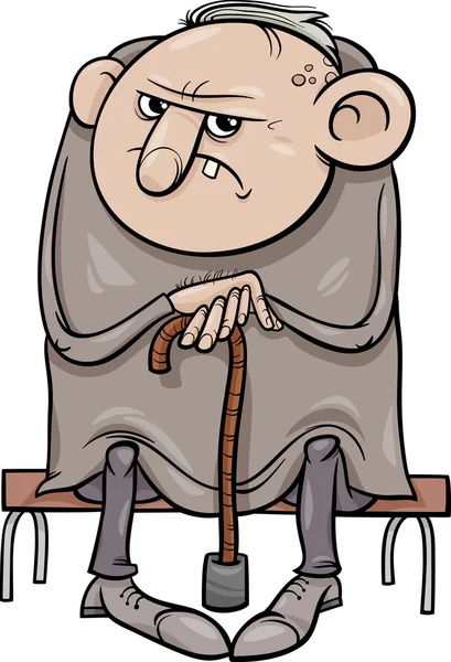 Grumpy old man cartoon illustration — Stock Vector