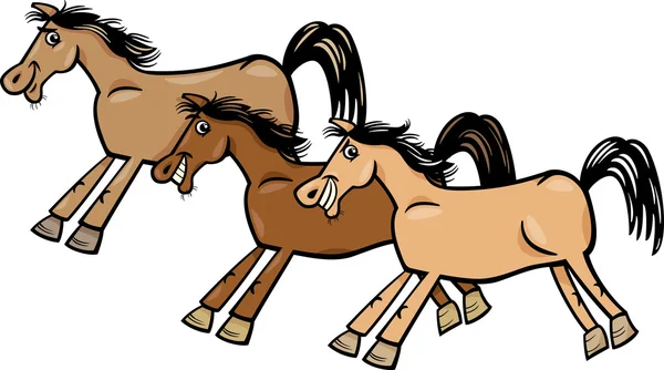 Άλογα ή μάστανγκ καρτούν εικονογράφηση — Διανυσματικό Αρχείο