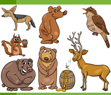 vahşi hayvanlar karikatür çizimi ayarla