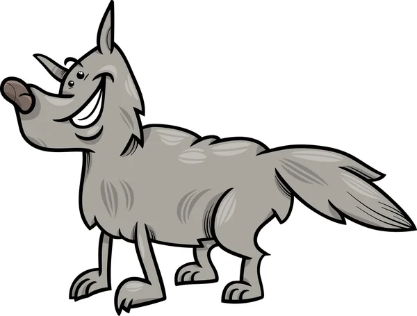 Grauer Wolf Animal Cartoon Illustration — Stockvektor