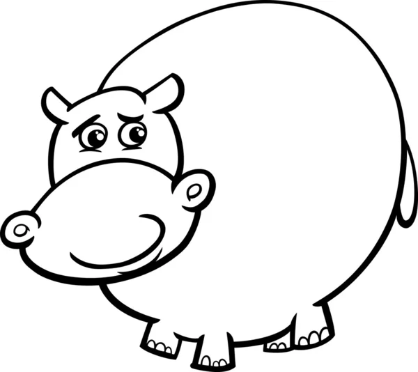 Coloriage dessin animé hippopotame — Image vectorielle