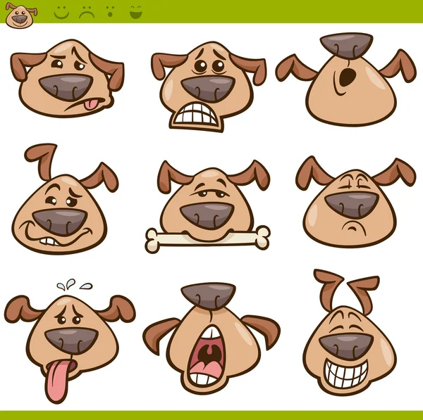 Conjunto de ilustración de dibujos animados emoticonos para perros — Archivo Imágenes Vectoriales