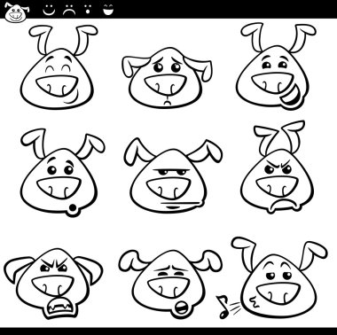 köpek emoticons çizgi film boyama sayfası