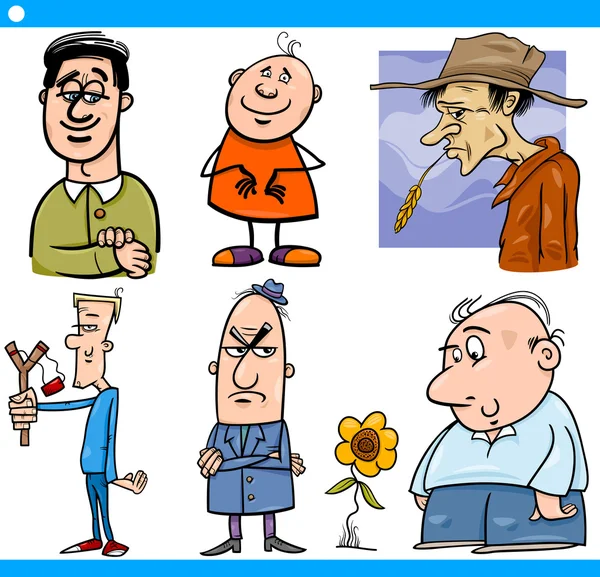 Männer Figuren setzen Cartoon-Illustration — Stockvektor