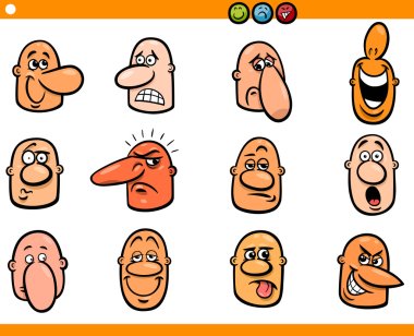 cartoon people emoticons heads set clipart