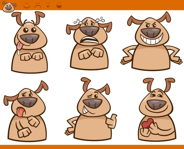Kreskówka pies emocje ilustracja zestaw — Wektor stockowy