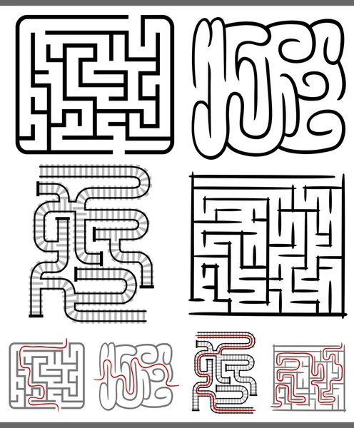 Labyrinthe oder Labyrinthe Diagramme gesetzt — Stockvektor