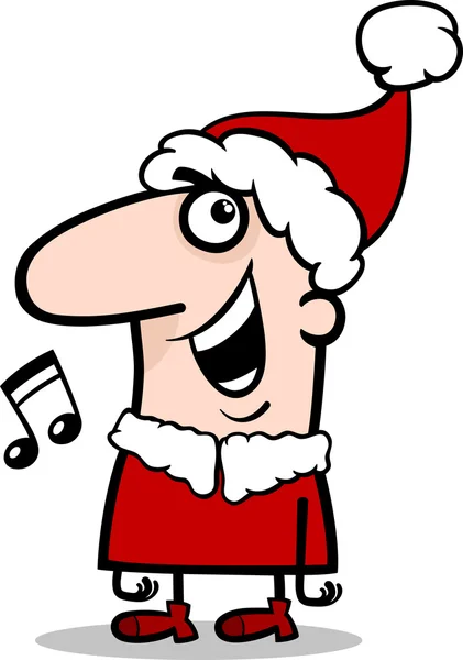 Santa zpěvu carol kreslený obrázek — Stockový vektor