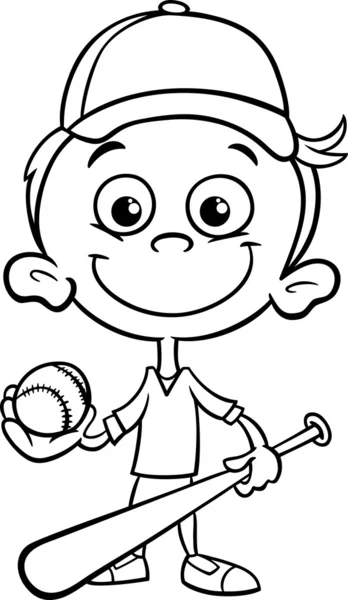 Çocuk beyzbol oyuncusu boyama sayfası — Stok Vektör