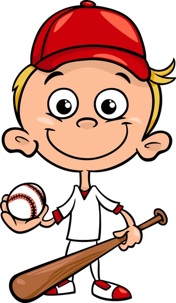 Boy baseball player cartoon illustration — Stock Vector