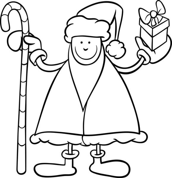 Santa claus cartoon coloring page — Stock Vector