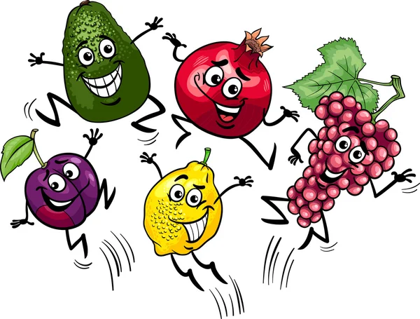 Illustration de dessin animé de fruits sautant — Image vectorielle