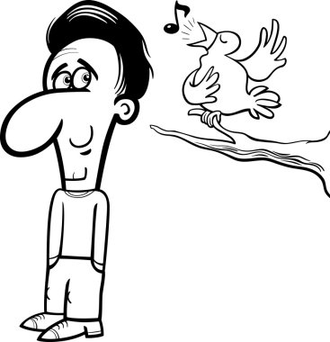 insan ve kuş çizgi film boyama kitabı