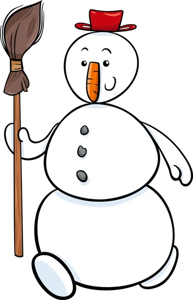 Bonhomme de neige avec illustration de dessin animé besom — Image vectorielle