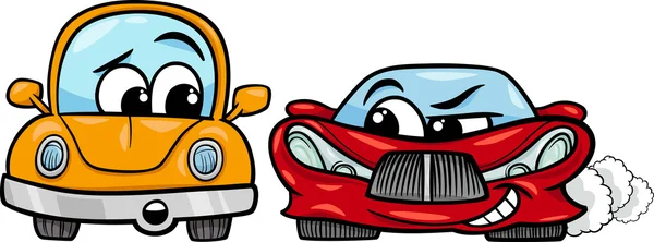 Oude auto en sportwagen cartoon — Stockvector