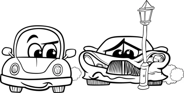 Sports car crashed cartoon illustration Royalty Free Stock Illustrations