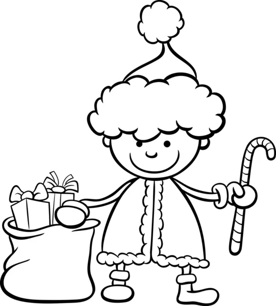 Santa claus coloriage dessin animé pour enfants — Image vectorielle