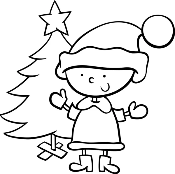 Santa claus boy cartoon coloring page — Stock Vector