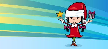 kız Noel Baba tebrik kartı