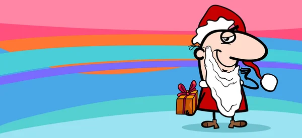 Santa Claus tarjeta de felicitación de dibujos animados — Vector de stock