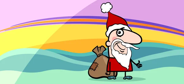 Santa greeting card cartoon illustration — Stock Vector